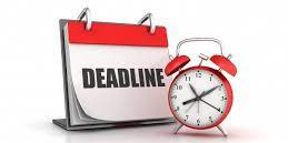 Illustration of calendar page with inscription "deadline" and alarm clock